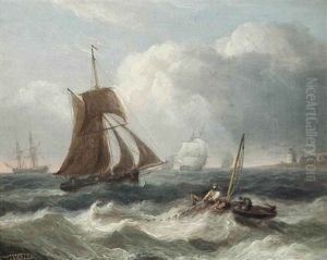 Fishermen Hauling In Their Nets In The Channel by Thomas Luny