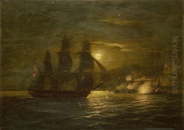 A Naval Engagement By Moonlight - view 1