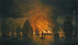 The Bombardment Of Algiers, 27th August by Thomas Luny