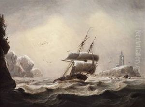 The American Brig Sloop "vixon" Passing Sombra Light House, Nova Scotia