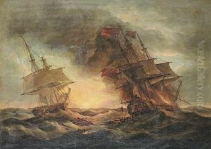 The Loss Of The East Indiaman Kent, 1st March - Catching Fire (+ The Burning Hulk; Pair) by Thomas Luny