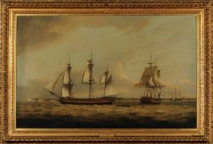 The Lady Jane In Three Positions (off The South Foreland?) by Thomas Luny