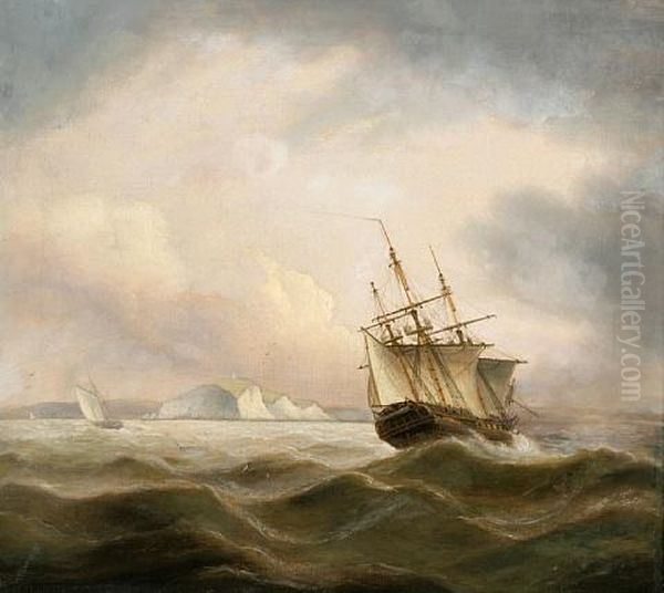 A British Frigate Off The White Cliffs Of Dover - view 1