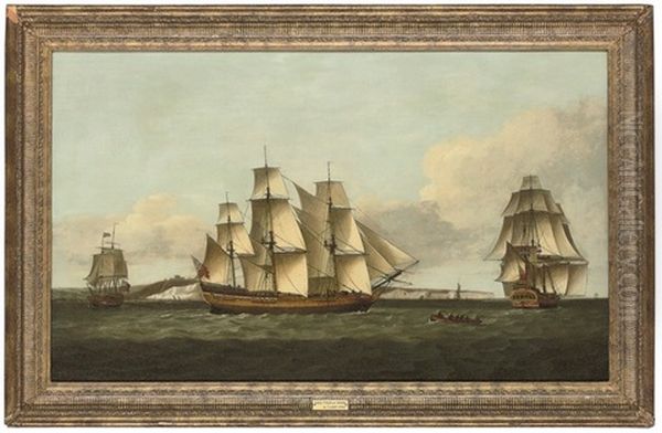 The British Merchantman Tyson In Three Positions Off Dover, In-bound For London And Requesting A Pilot - view 1