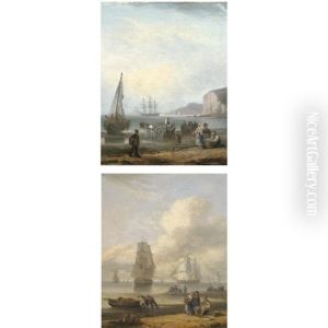 Fisherfolk On The Shore, Shipping Beyond (pair)