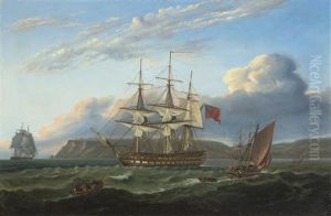 H.m.s. "bellerophon" Making Sail Out Of Torbay With The Defeated Emperor Napoleon Aboard, 26th July 1815 by Thomas Luny