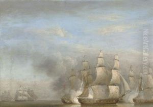 H.m.s. "arethusa" In Company With The Frigates, Engaging The French Frigates, 23rd April 1794