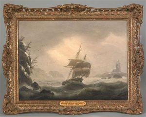 U.s. Brig. "sloop Vixen 14" Guns Off Sambro Lighthouse, Novia Scotia