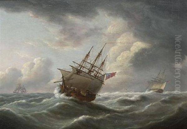 British Men-o-war In Heavy Weather - view 1