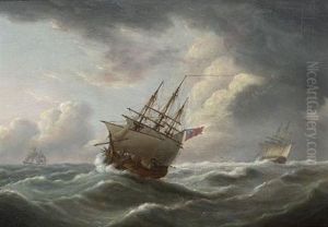 British Men-o-war In Heavy Weather by Thomas Luny