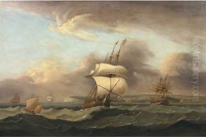 Shipping Running Up The Channel In A Heavy Swell by Thomas Luny