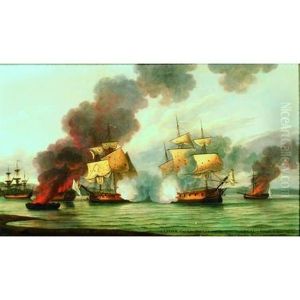 Hms Zephyr Engaging The French Frigate, "la Senegal", On The River Gambia