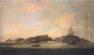 An Indiaman At Anchor Off St. Helena