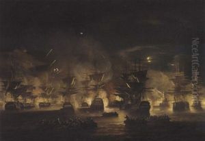 The Bombardment Of Algiers, 27th August by Thomas Luny