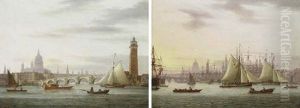 View Of Blackfriars Bridge And The Thames With St. Paul's Cathedral Beyond by Thomas Luny