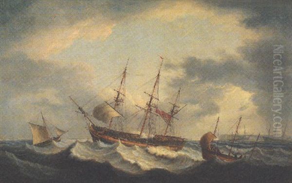 Ships Sheltering From A Gale In The Downs, Amongst Them A Frigate In Distress - view 1