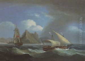 A Man-o'war And A Maltese Falucca (?) Off Gibralter