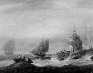 Shipping Off A Foreland With A Lighthouse by Thomas Luny