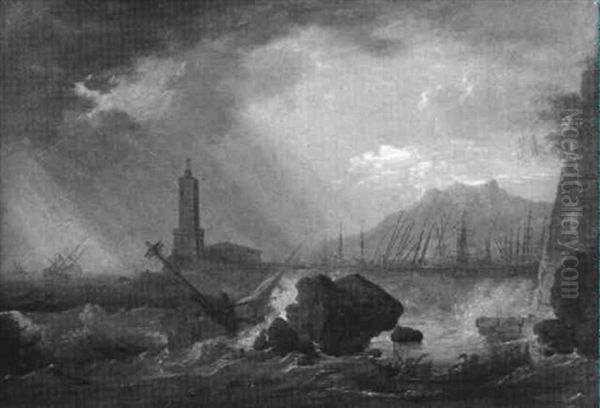 Harbour Scene In A Storm - view 1