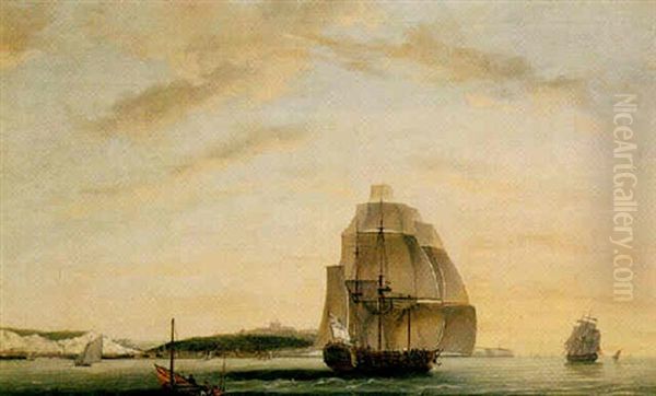 Three Masted Ship And Other Shipping Off Dover - view 1