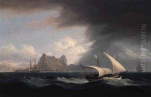 Gibraltar From The South East With A British Man Of War And A Xebec