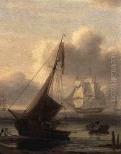 A Beached Fishing Boat, Other Shipping Beyond - view 1