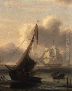 A Beached Fishing Boat, Other Shipping Beyond A Beached Fishing Boat, Other Shipping Beyond