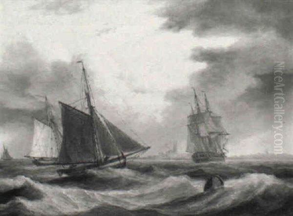 Shipping Off Reculver, Kent - view 1
