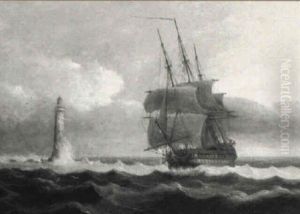 Man-o-war Rounding The Eddystone by Thomas Luny