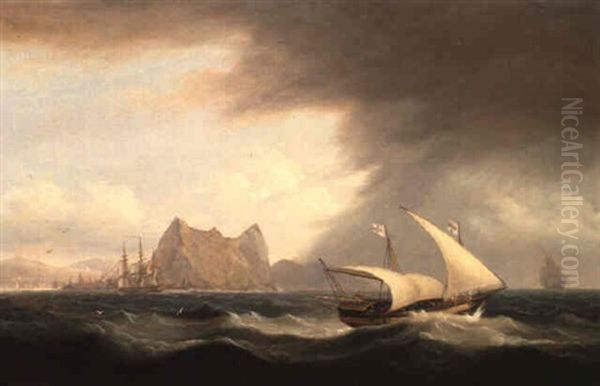 Gibraltar From The Southeast With A British Man Of War And A Xebec - view 1