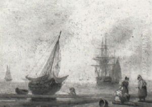 Low Tide Along The Beach At Teignmouth With Women On The Foreshore