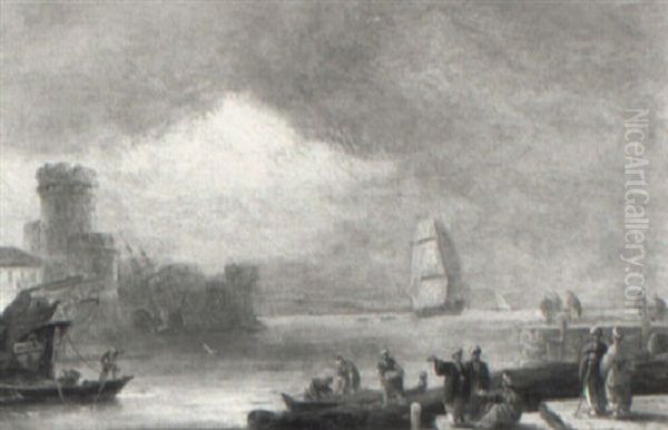 A Busy Levantine Port With Ottoman Traders In The Foreground - view 1