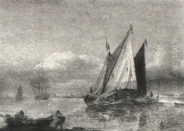Estuary Scene With Barges - view 1