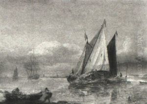 Estuary Scene With Barges by Thomas Luny