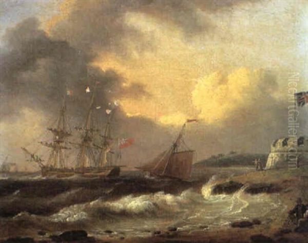 A Navy Cutter Making For A Frigate Lying Off Cowes Castle, Isle Of Wight - view 1