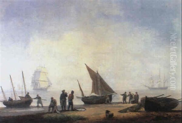 Fisherfold On A Beach With Vessels Offshore - view 1