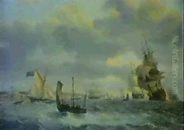 Men O' War And Other Shipping In A Breeze Off Dover - view 1