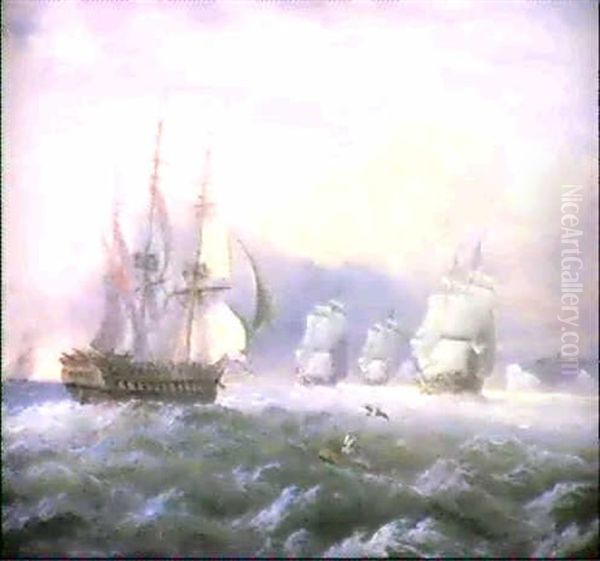 Running Before A Stiff Breeze ('north Foreland, Coast Of    Kent...'); Heeling Over In A Squall; And Two Others - view 1