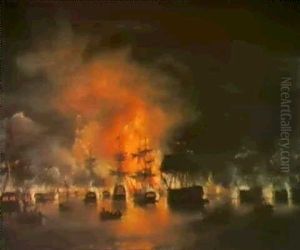 The Bombardment Of Algiers - Ii by Thomas Luny