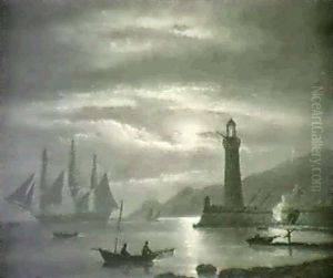 A Harbour By Moonlight by Thomas Luny