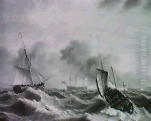 Shipping In Rough Seas. by Thomas Luny