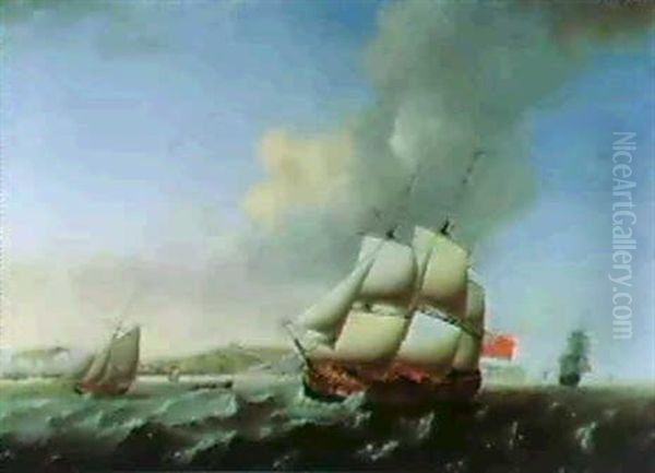 A Three-masted Frigate Under Sail, And Other Shipping Off Dover - view 1