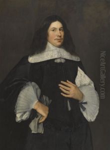 Portrait Of A Gentleman, Three-quarter Length, Holding A Pair Of Gloves In His Right Hand by Hendrick Berckman