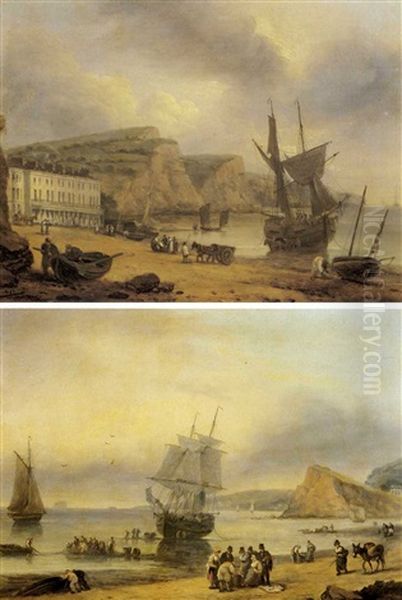 Fisherfolk On The Beach At Teignmouth - view 1