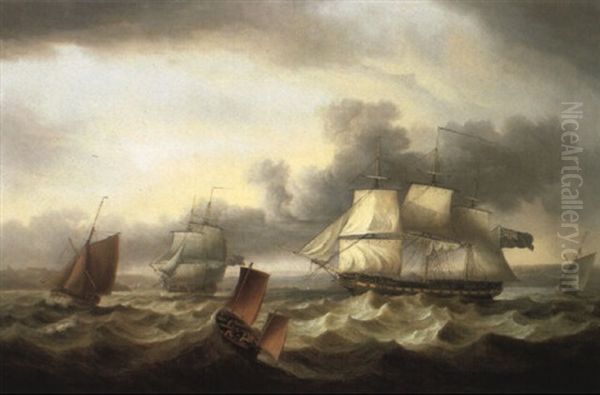 Frigates With Other Coastal Vessels Off Plymouth - view 1