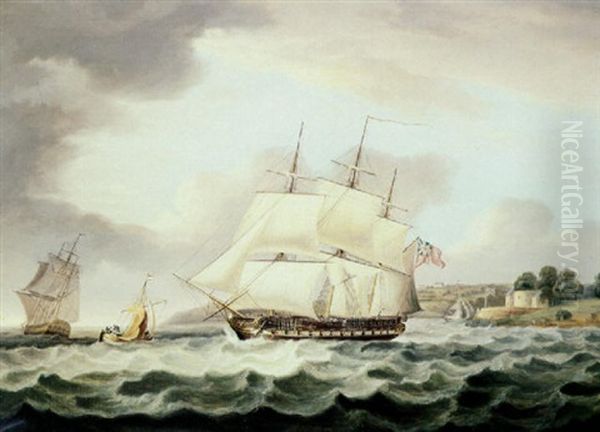 H.m.s. "daeladus" Leaving Cowes For A Voyage To Ceylon - view 1