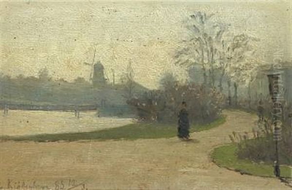 Scenery From Oerstedparken With Walking People - view 1