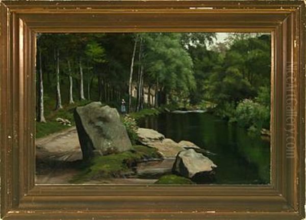 Landscape With Stream And Woman On Path, Bretagne - view 1