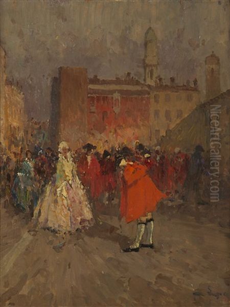 Piazza Con Figure In Maschera - view 1