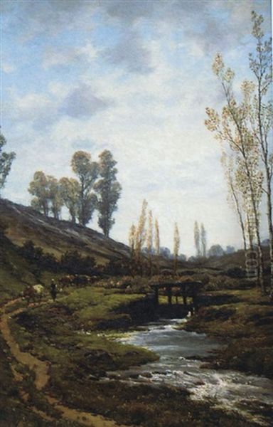 Figure With Cattle On Rural Track - view 1